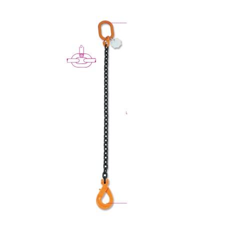 ROBUR 8091SL Pendente per sollevamento catena a 1 braccio, gancio Self-Locking grado 8