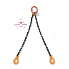 ROBUR 8092SL Pendente per sollevamento catena a 2 bracci, ganci Self-Locking grado 8