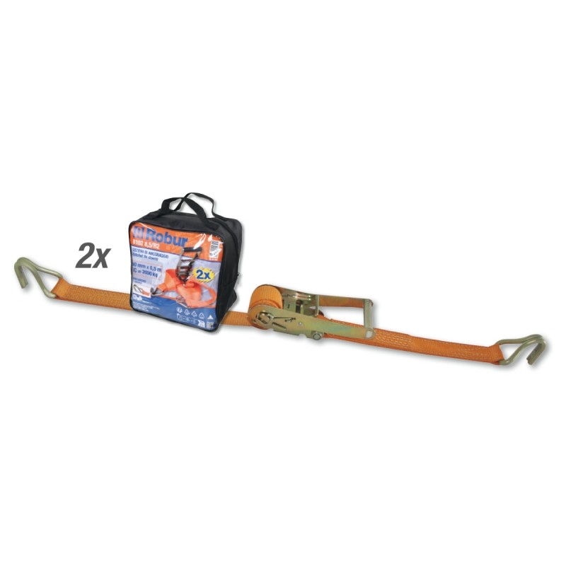 ROBUR 8182 8,5/B2 Borse 2 cricchetti 8182 8,5m nastro in poliestere ad alta tenacità gancio uncino