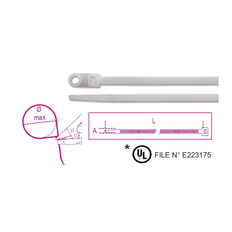 BM 1748-BH Fascette in nylon con occhiello, colore naturale