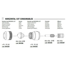 BOX CONSUMABILI TAGLIO ORIZZONTALE TORCE PLASMA PV 105 TELWIN 804377