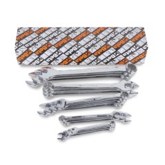 BETA 42MP/S17 Serie di chiavi combinate a forchetta e poligonale piegata cromate lucide