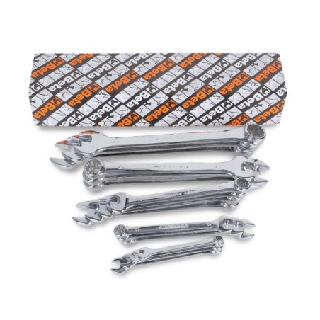 BETA 42MP/S21 Serie di chiavi combinate a forchetta e poligonale piegata cromate lucide