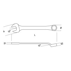 BETA 45 Chiavi combinate a forchetta e poligonale piegata, tipo pesante cromate