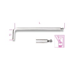 BETA 96BPC Chiavi maschio esagonale piegate con estremità sferica, cromate