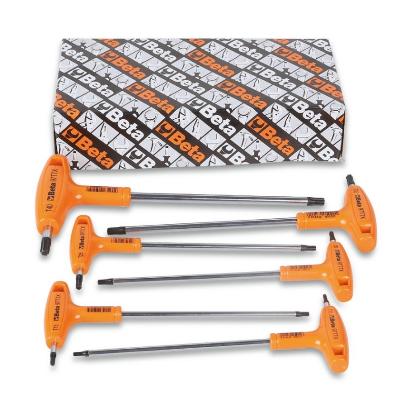 BETA 97TTX/S6 Serie di chiavi maschio piegate con impugnatura per viti con impronta Torx® cromate