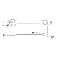 BETA 142AS Chiavi combinate a forchetta e poligonale piegata a cricchetto reversibile cromate, misure in pollici