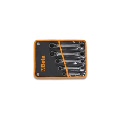 BETA 195P/B5 Serie di 5 chiavi poligonali doppie piegate a 15° a cricchetto reversibile (art. 195P) in busta di Nylon