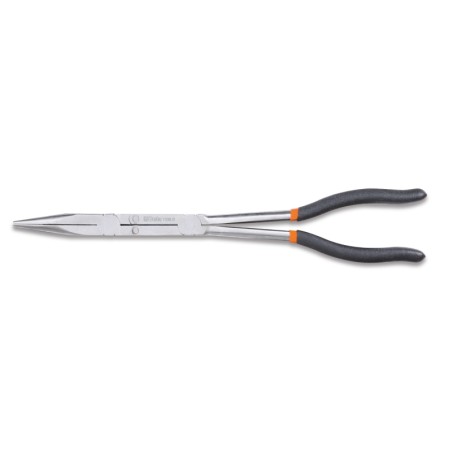 BETA 1009L/D Pinza a becchi mezzotondi lunghissimi diritti zigrinati, con doppio snodo manici ricoperti con 2 strati di PVC anti
