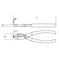 BETA 1034  Pinze per anelli seeger, becchi piegati a 90°