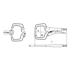BETA 1062AL Pinza regolabile autobloccante ganasce a collo di cigno in alluminio