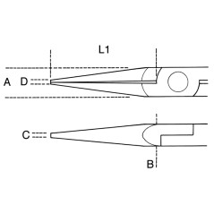 BETA 1177BM Pinza per elettronica a becchi mezzotondi lunghi lisci impugnatura bimateriale