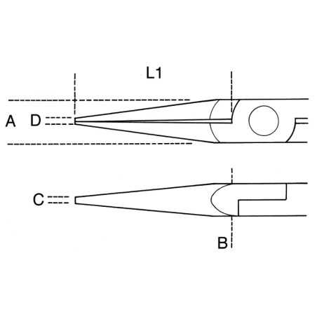 BETA 1177BM Pinza per elettronica a becchi mezzotondi lunghi lisci impugnatura bimateriale