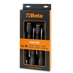 BETA 1243LP/D6
 Serie di 6 giravite a battere per viti a testa con intaglio