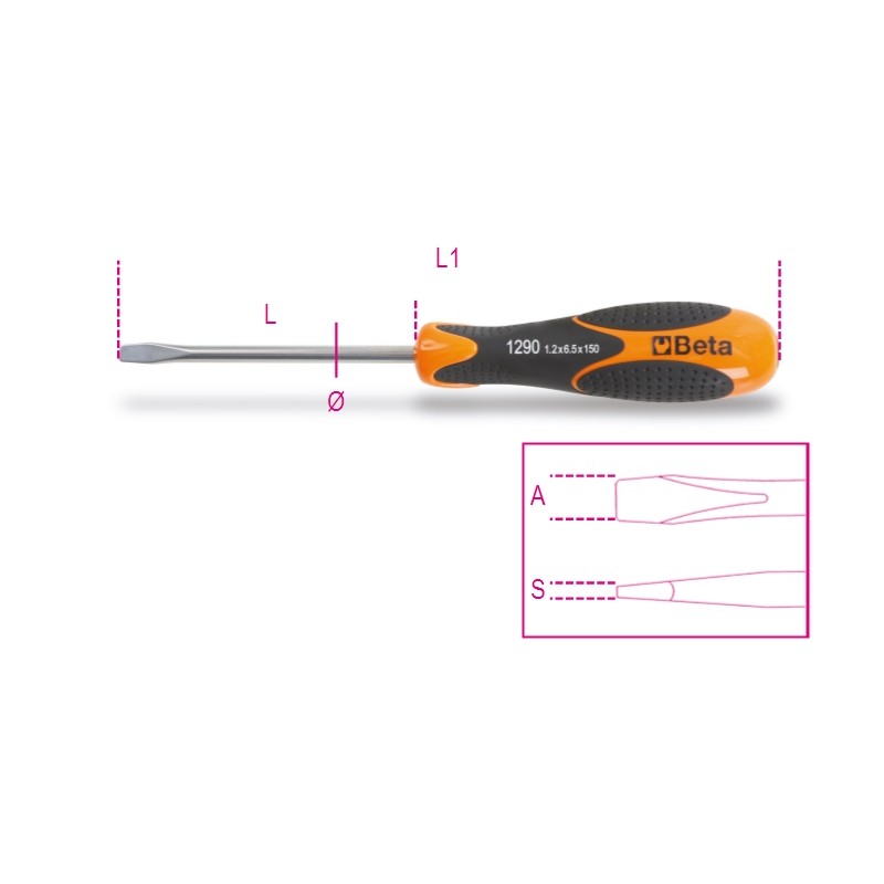 BETA 1290INOX Giravite per viti a testa con intaglio in acciaio inossidabile