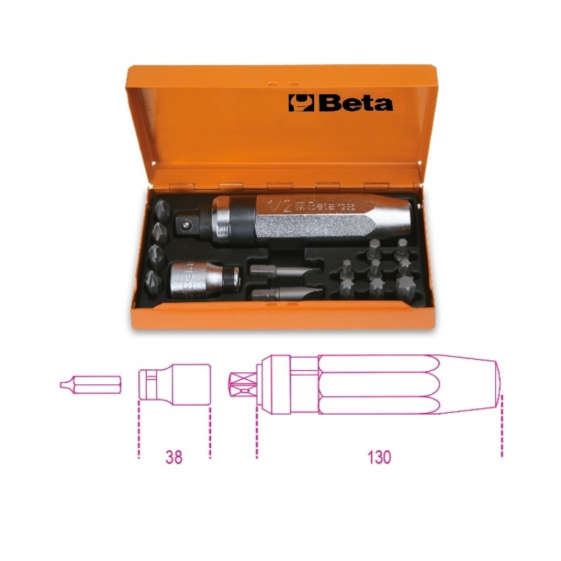 BETA 1295/C14 Giravite a percussione con 14 inserti e bussola portainserti