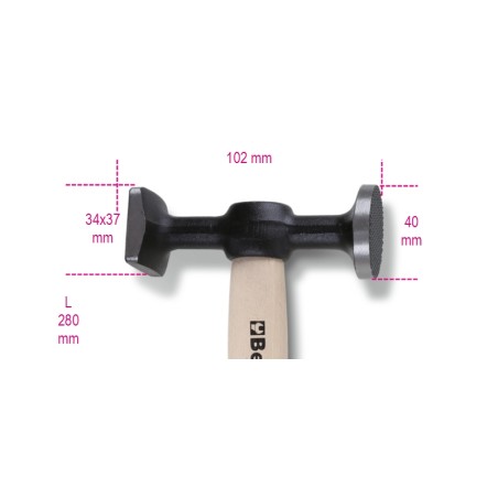 BETA 1357Z/45 Martelli con teste piane tonda zigrinata e quadra liscia manico in legno