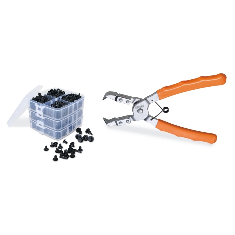 BETA 1478/K3 Kit pinze per pioli con assortimento clips in plastica